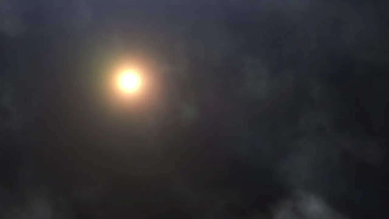 dark sky with clouds and sun