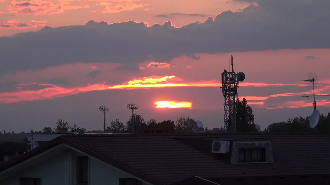 Italy Sunset With Telecommunications