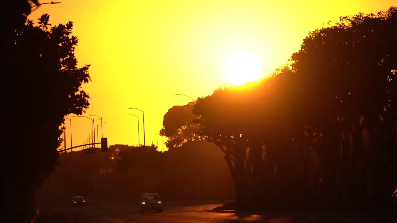 beautiful sunset on California road