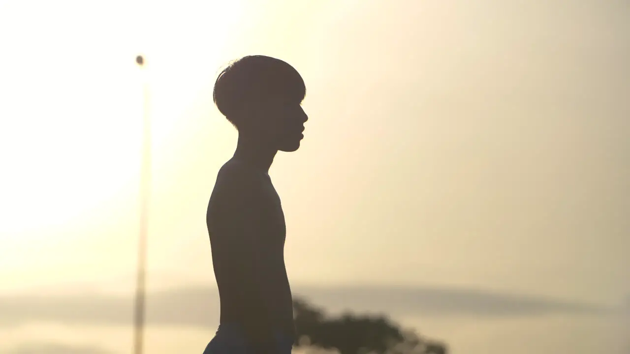 Silhouette of Boy Staring in Hopeful Thought