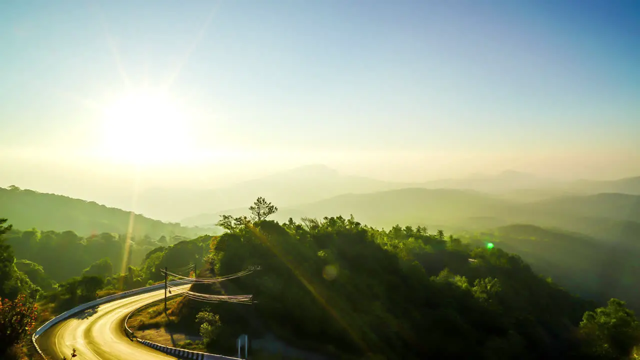 timelapse sunrise with beautiful mountain layer in Thailand