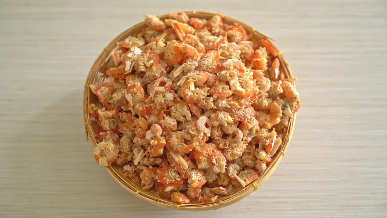 dried shrimps or dried salted prawn in bowl