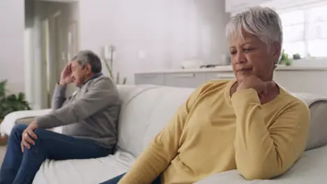 Unhappy arguing and depressed senior couple upset