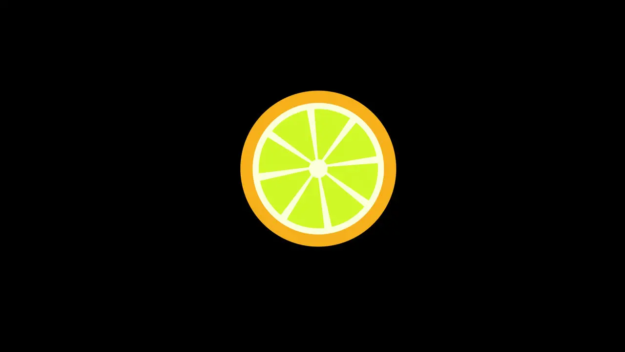 ripe orange slice icon loop Animation video transparent background with alpha channel