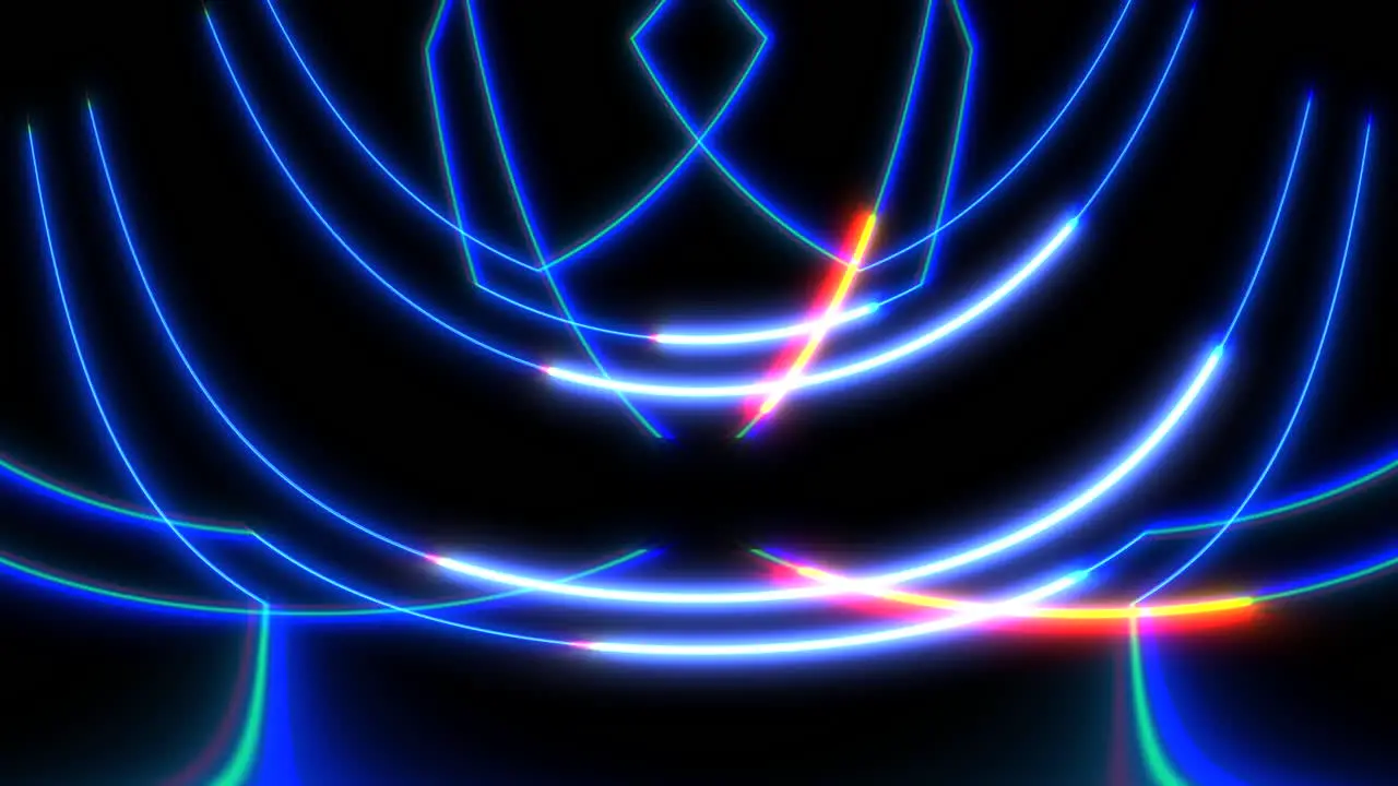 Futuristic neon pattern blue and orange circles on black background