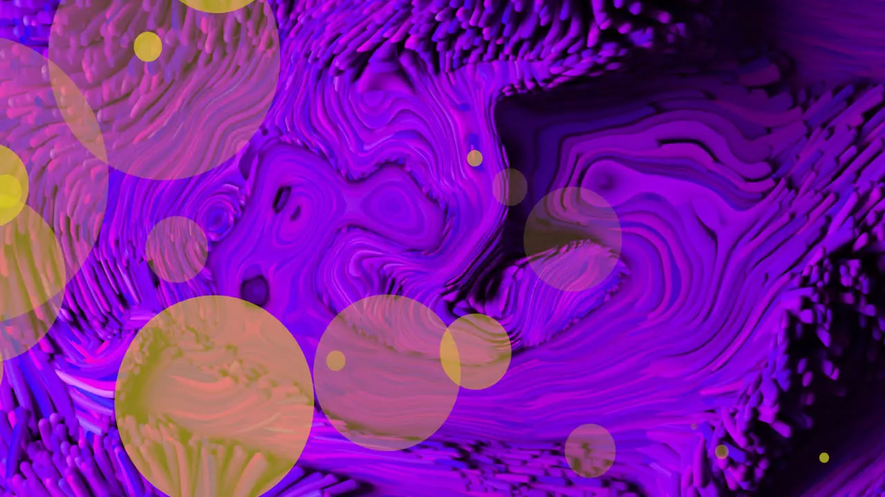 Animation of orange glowing spots over vibrant abstract purple background