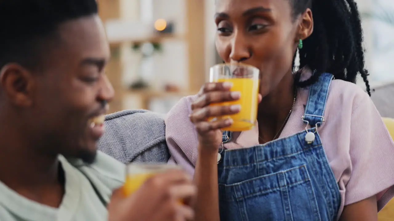 Toast black couple and orange juice in home