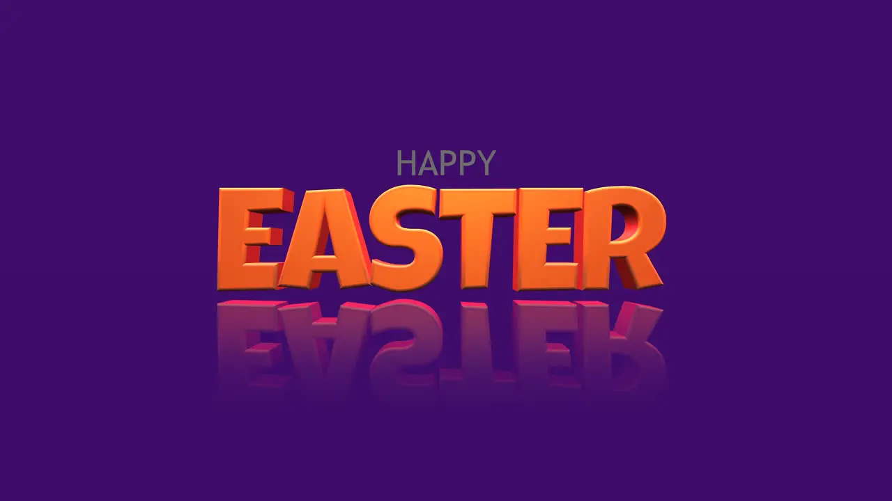 Reflective orange Happy Easter on vibrant purple background