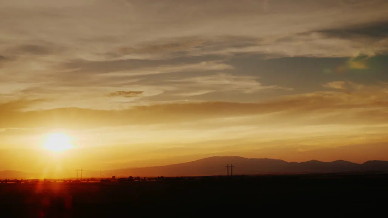 Beautiful Sunset In The Countryside And Mountains In The Background 4