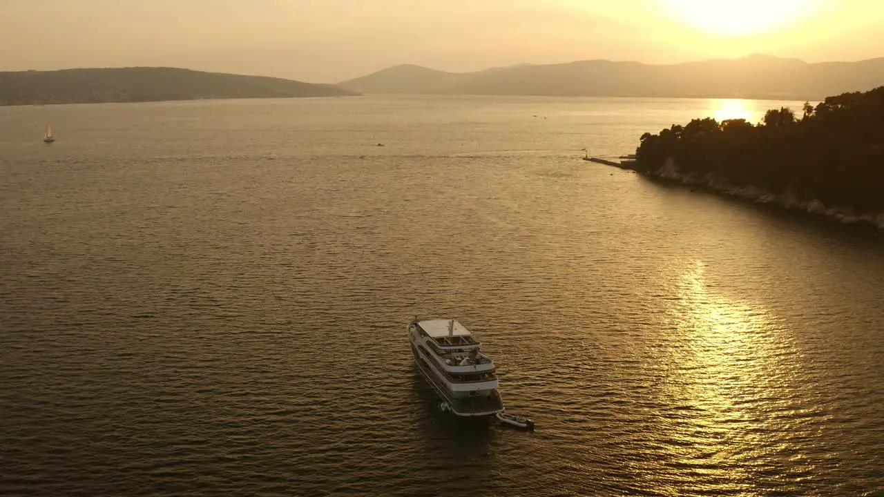 Yacht in sea nature and sunset