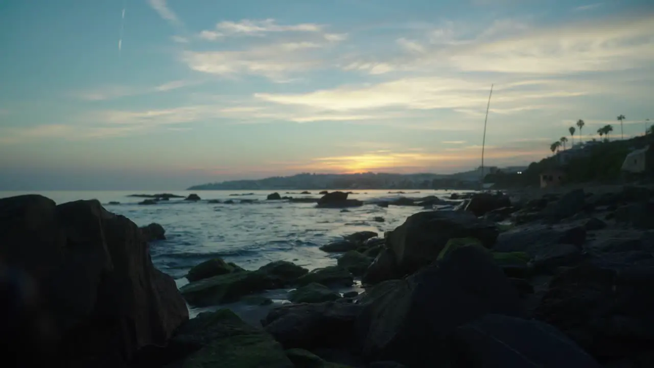 Rocky beach during sunset or sunrise