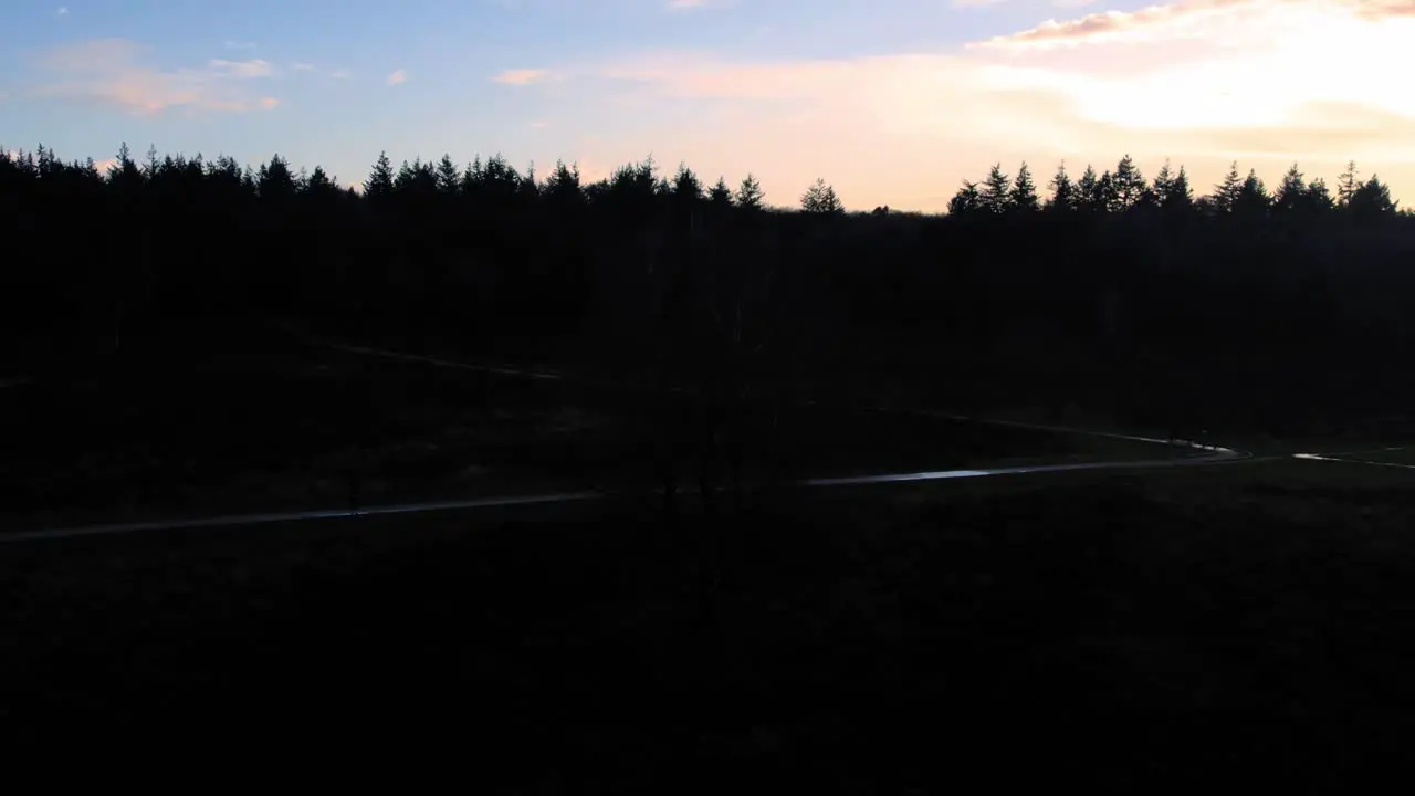 aerial view of groevenbeekse heide with dji fpv in ermelo at dusk