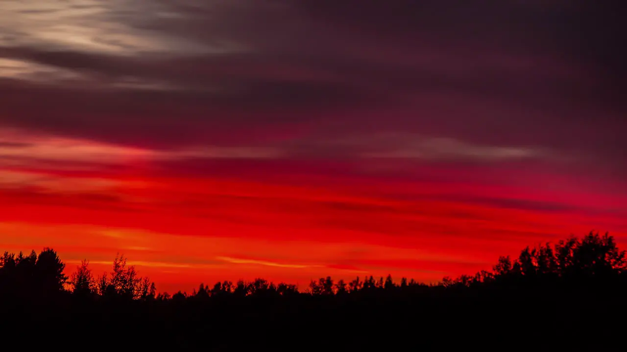 Timelapse Vibrant Red Sunset Clouds Rolling Past