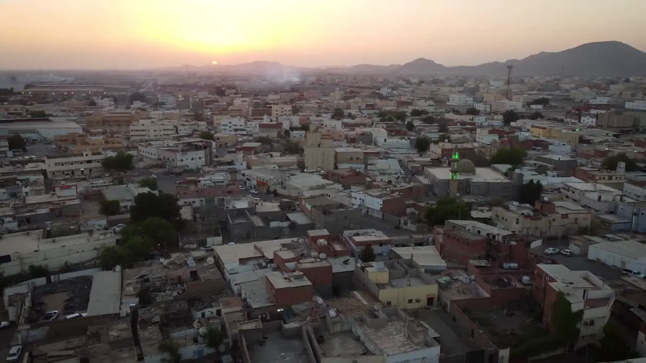 Jeddah town in Saudia Arabia with the sunset on the background in a very hot day