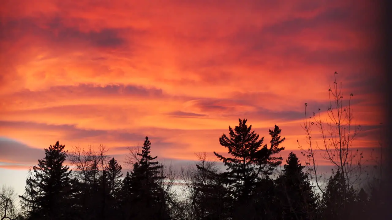 Vivid colours of a warm sunset or sunrise in Calgary Alberta Canada