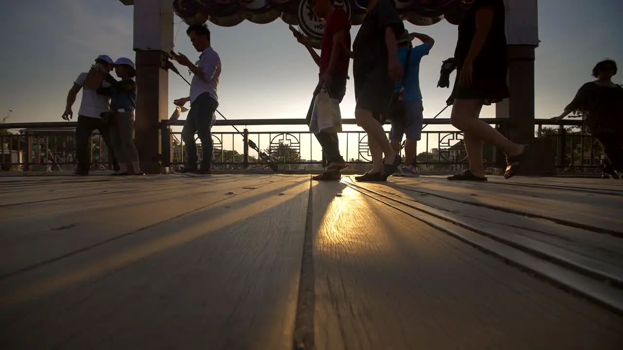 Low Tracking Shot Along Board Walk Vietnam