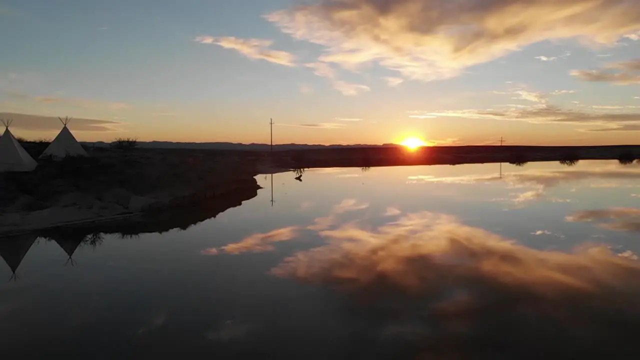 El Paso TX Sunset drone aerial over water