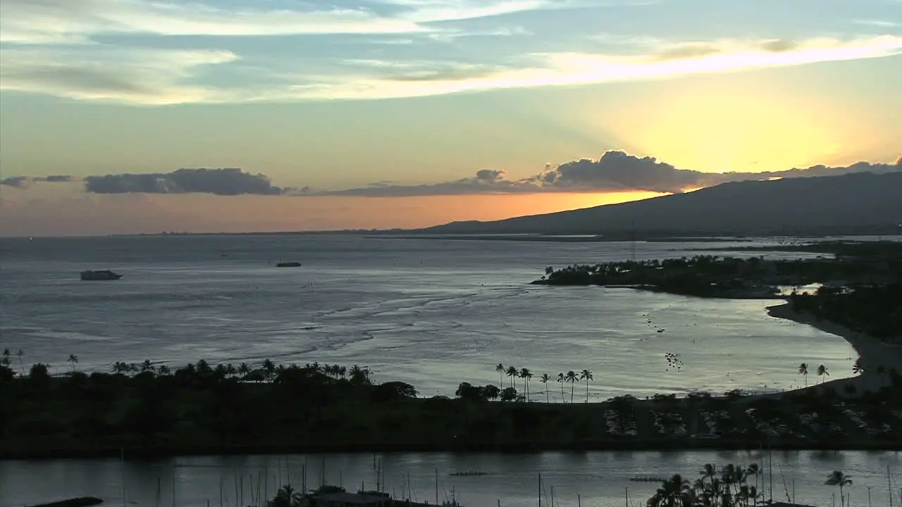 Honolulu coast after sunset