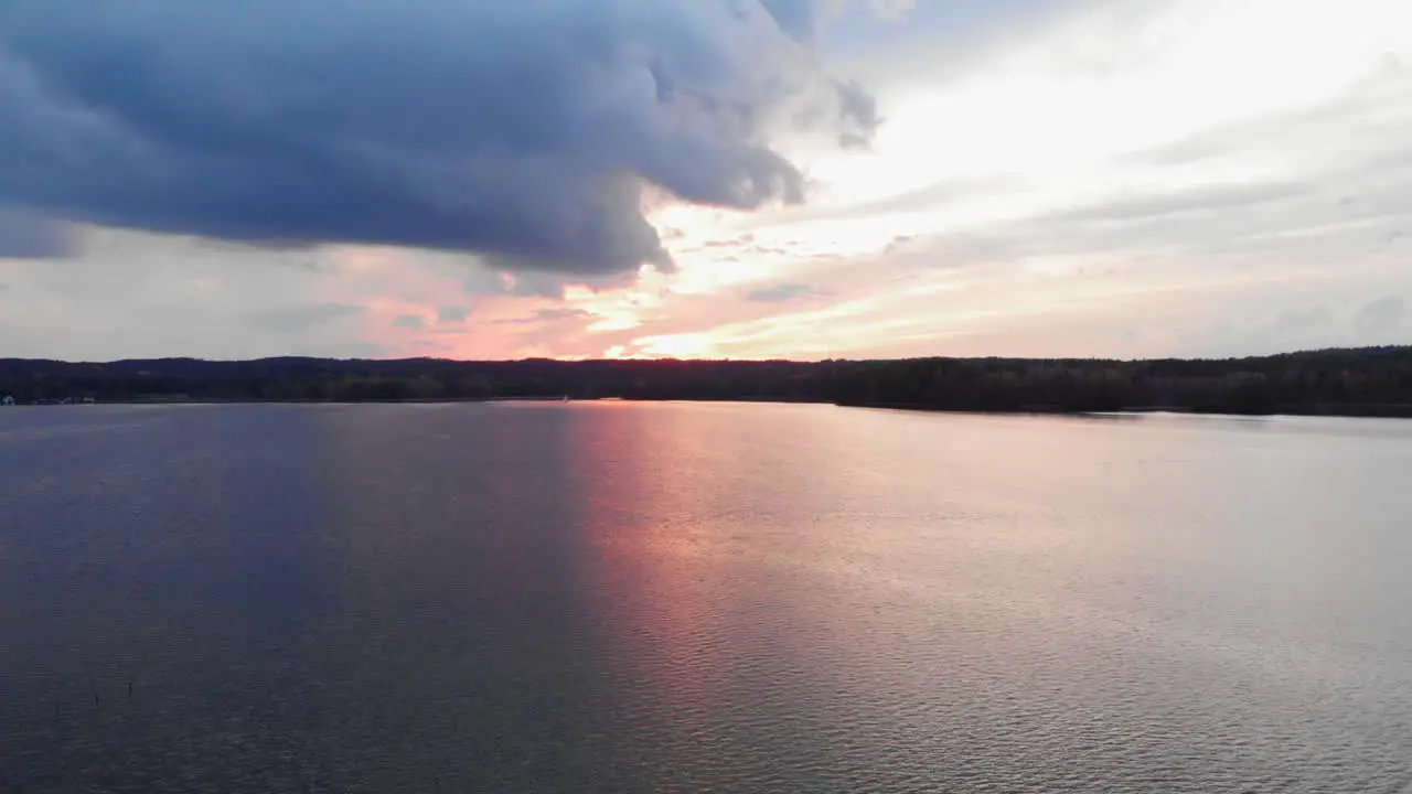 Aerial drone shot of Charzykowy lake in Poland