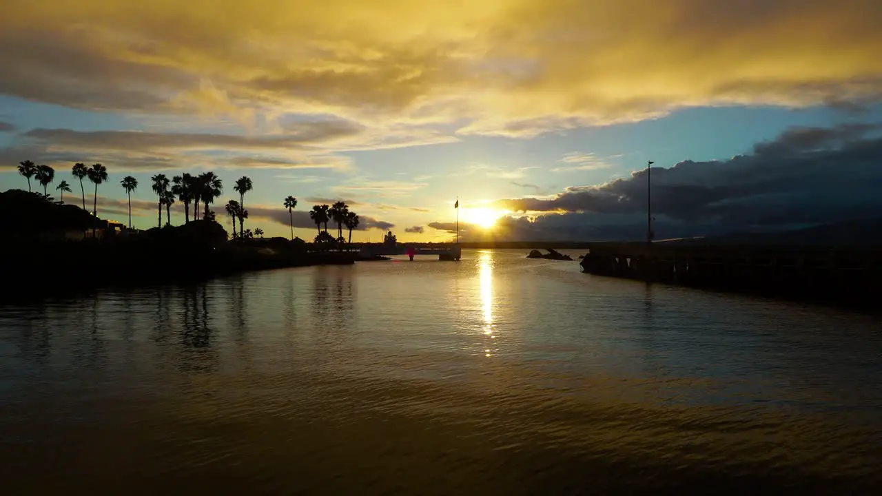 Sunset over the USS Utah Memorial in Pearl Harbor Hawaii