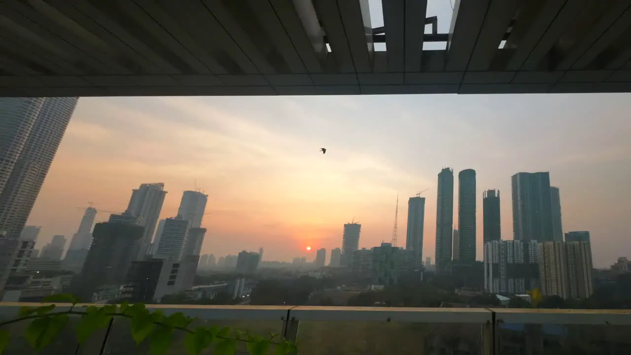 sun set in mumbai city time lapse wide view skyline