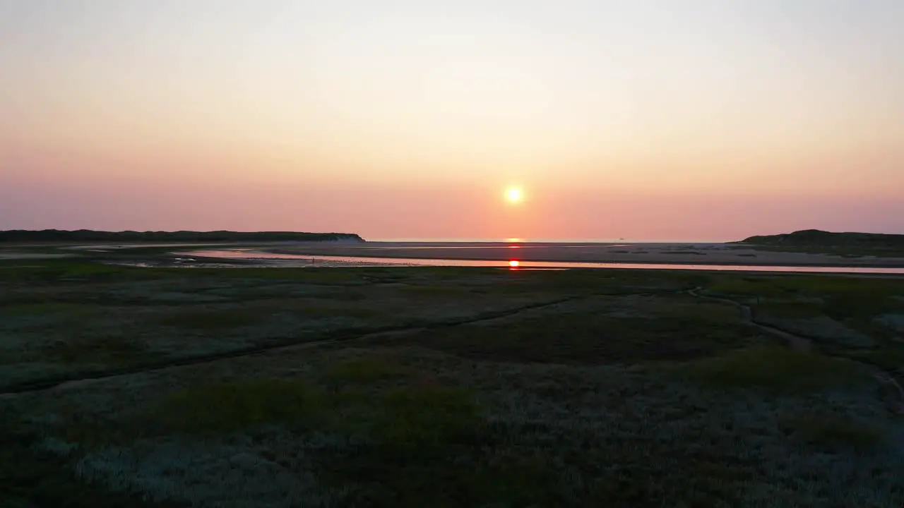 Sunset above the mudflats on Texel island in the Netherlands