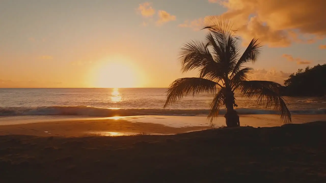 Drone crane shot of a beach sunset