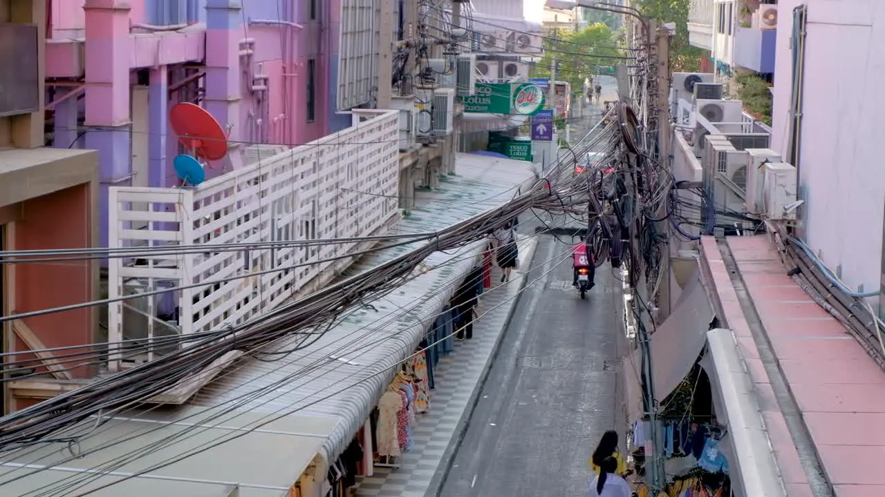 Above Street Overhead Powerlines Of Bangkok Scheduled For Relocation