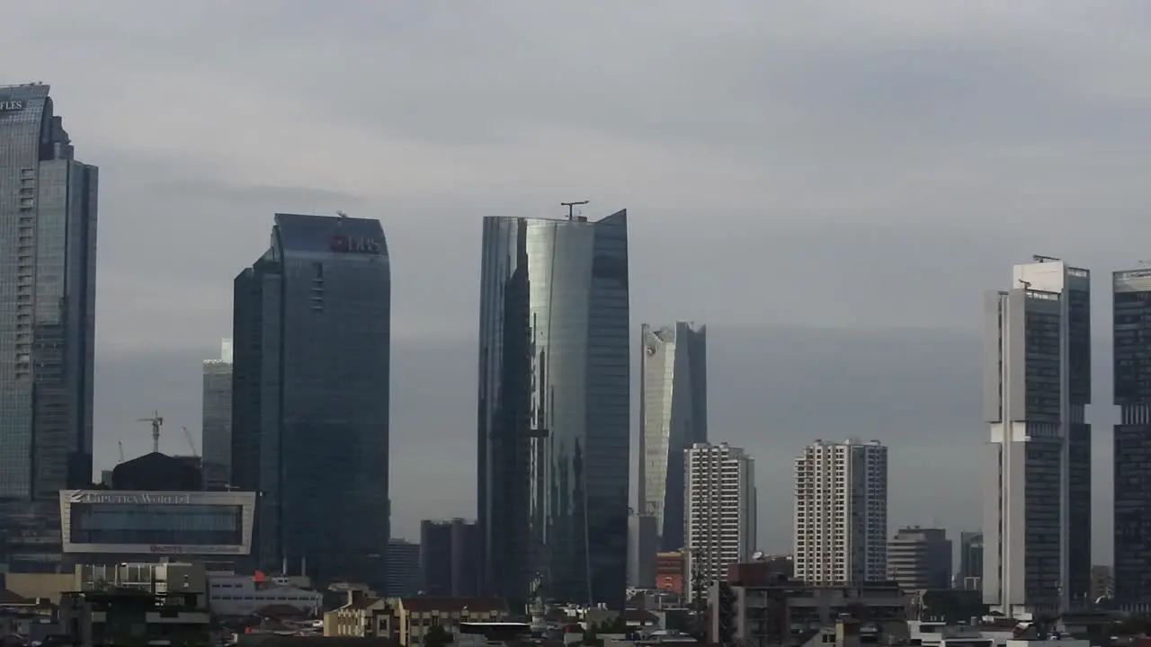 View of majestic office buildings around Sudirman street Kuningan Jakarta Indonesia_pan shot