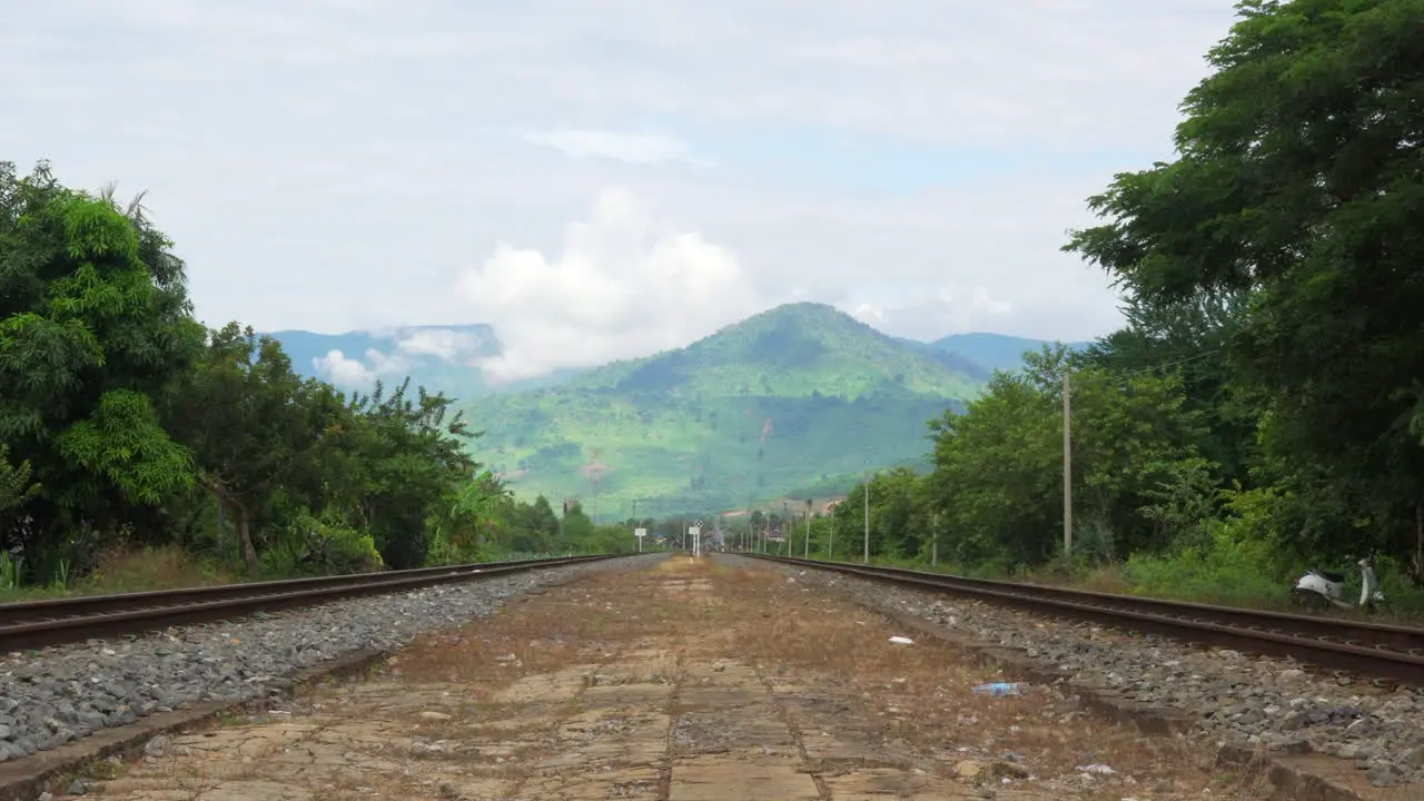 Mountain view from the train tracks in Kampot Cambodia