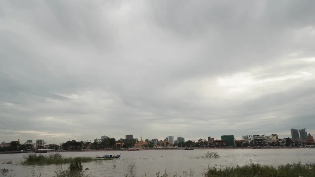 Mekong River timelapse facing the Royal Palace in Phnom Penh Cambodia