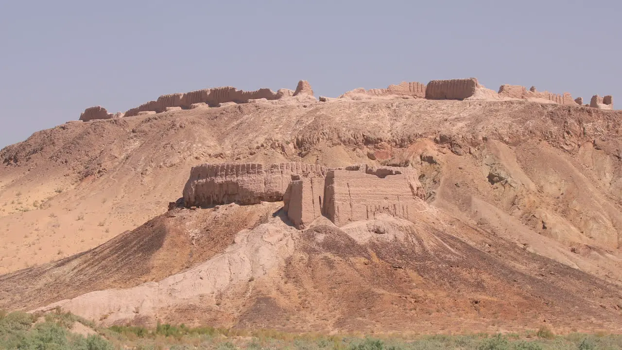 The ruined remains of the Ayaz Kala fortress and palace in Karakalpakstan Uzbekistan