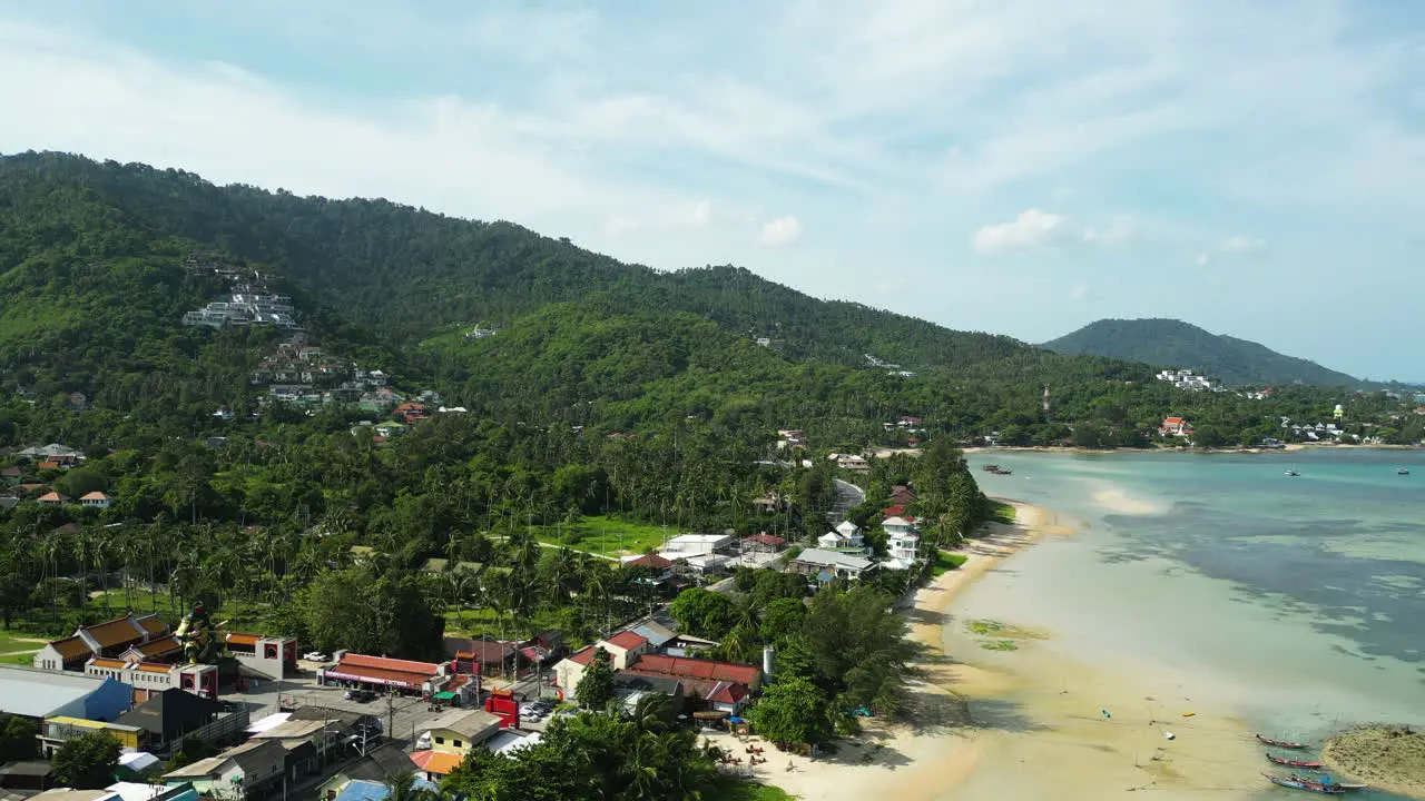 Drone fly above travel destination in south east asia Maret Ko Samui District Surat Thani Thailand