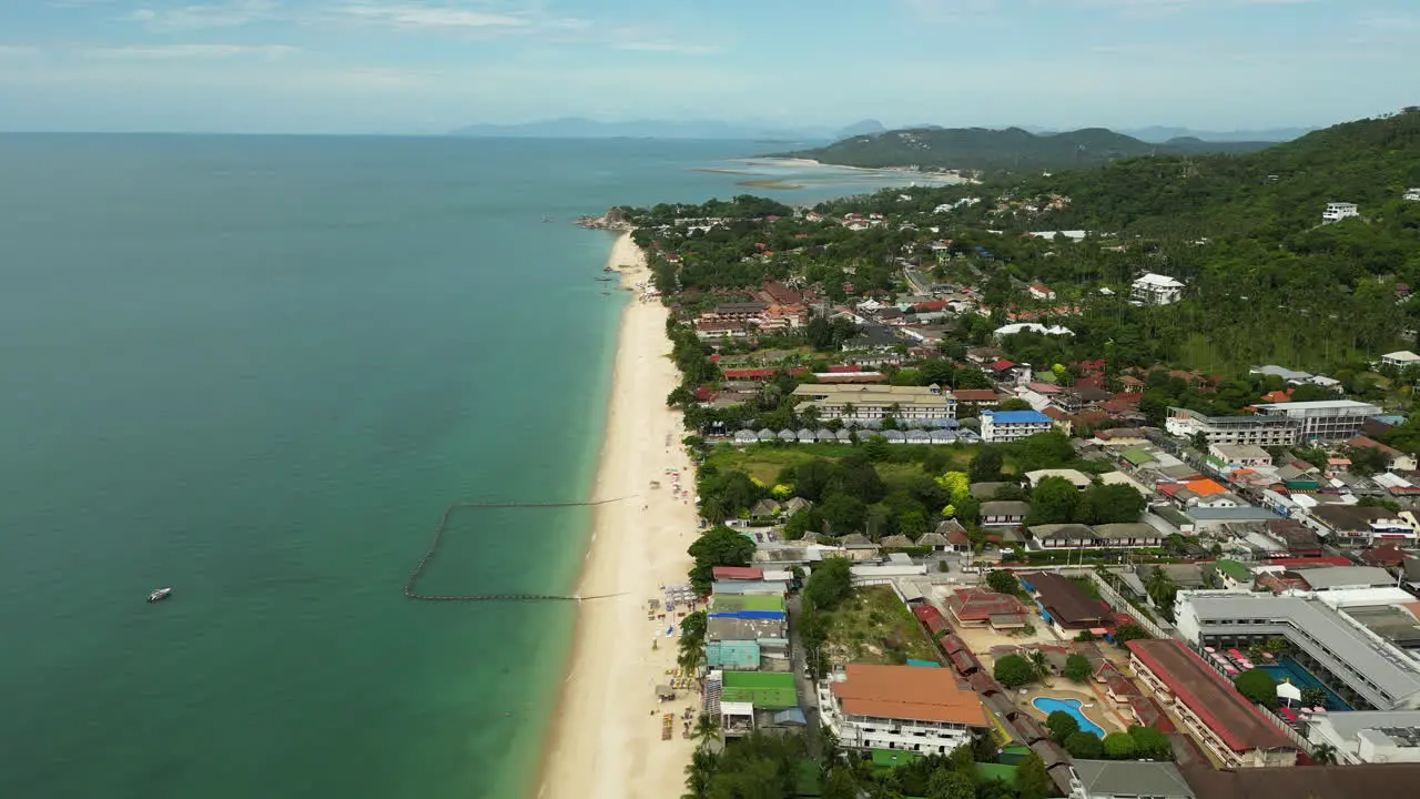 Aerial view of koh samui Thailand south east asia famous travel destination drone fly above mae nam beach revealing scenic breathtaking seascape