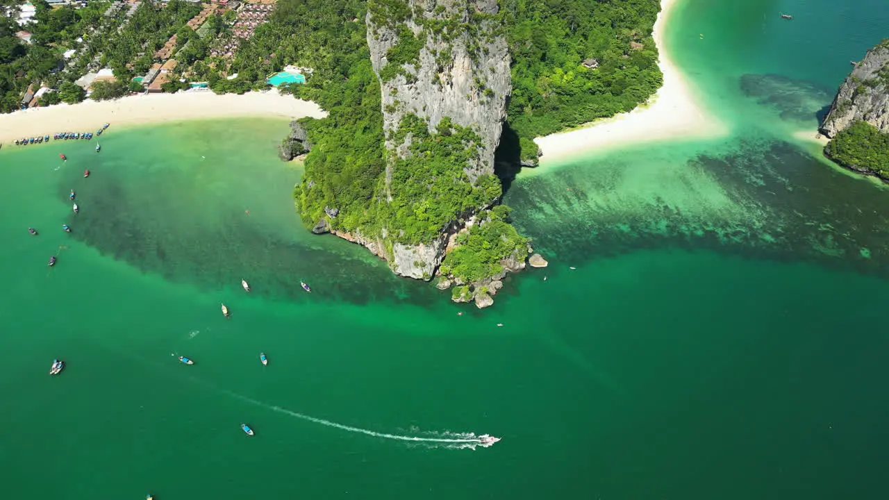 Drone top view of Railay Beach whose beauty is like paradise in Krabi Thailand