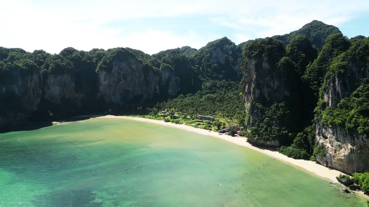 Drone view of Railay Beach whose beauty is like heaven in Krabi Thailand