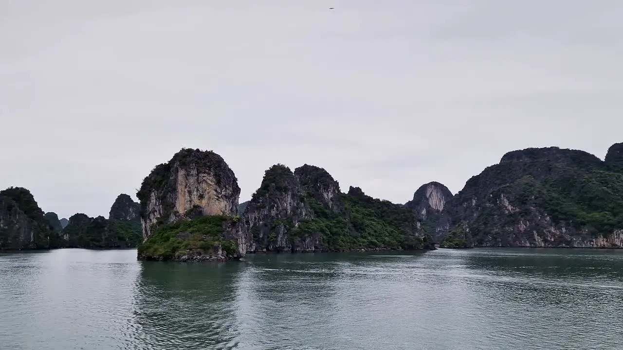 a cliffs on an islands nestled within the stunning Halong Bay in Vietnam Asia Aerial shot