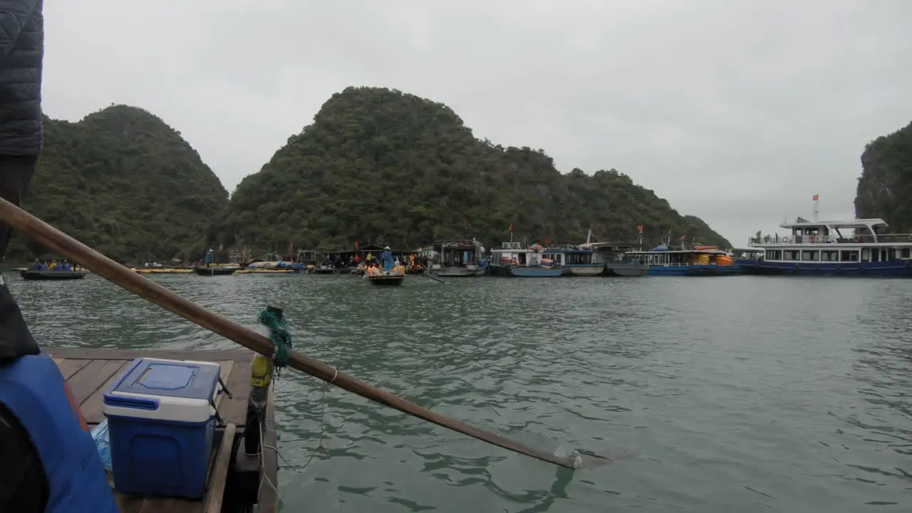 view from a tourist boat in Ha Long Bay