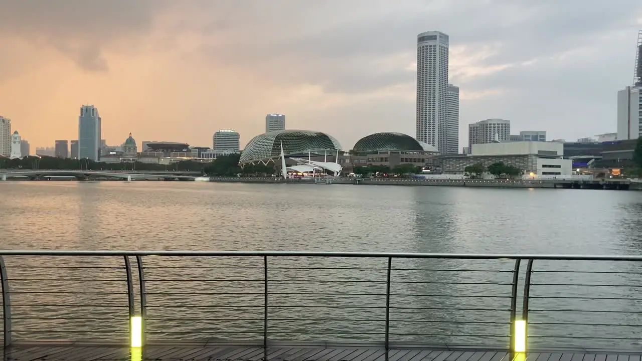 View across the Marina Bay area towards the Esplanade in Singapore