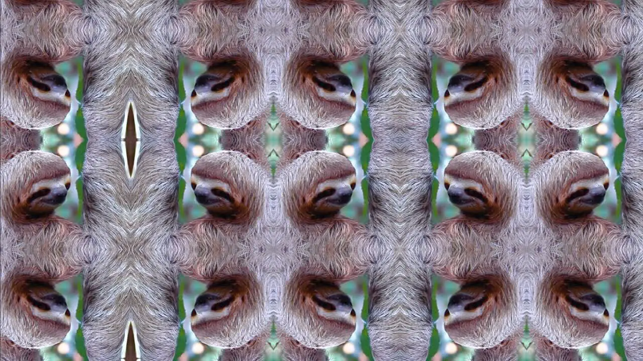 kaleidoscope sloth animation visual effect trippy sloths grinching sloth glitch smiling sloth jungle of costa rica kaleidoscopic animal