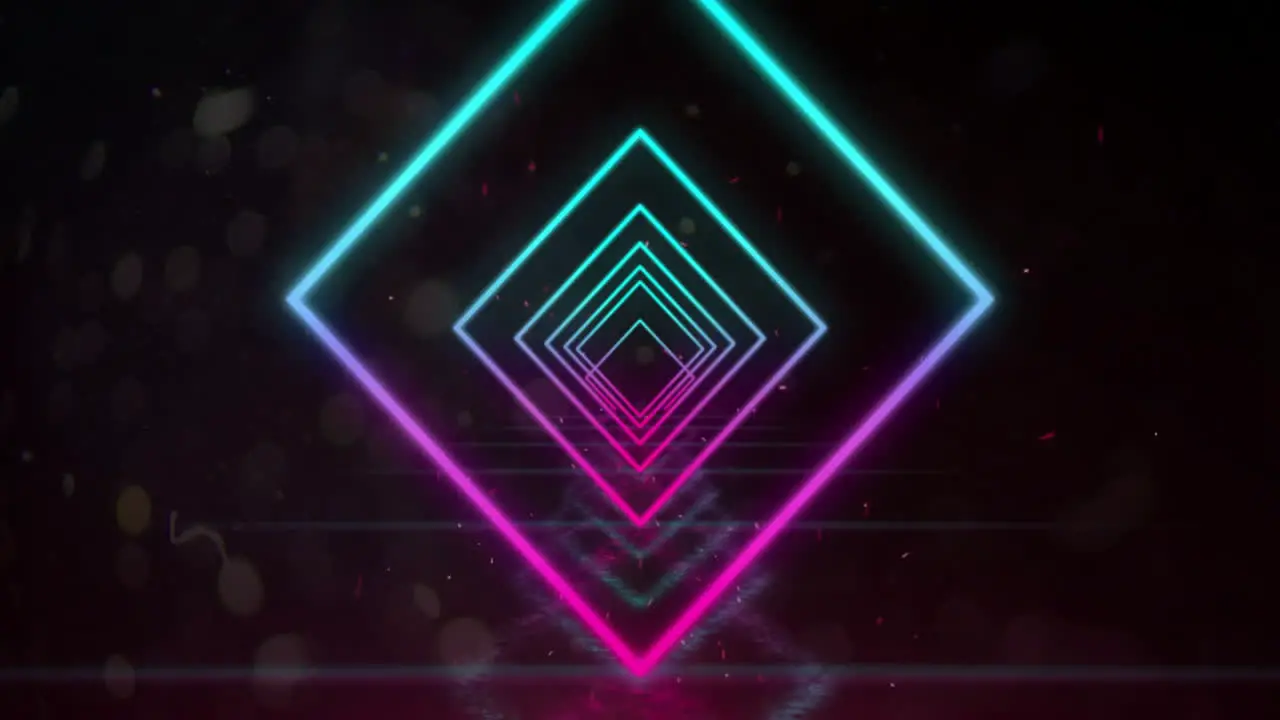 Animation of neon shapes moving on black background