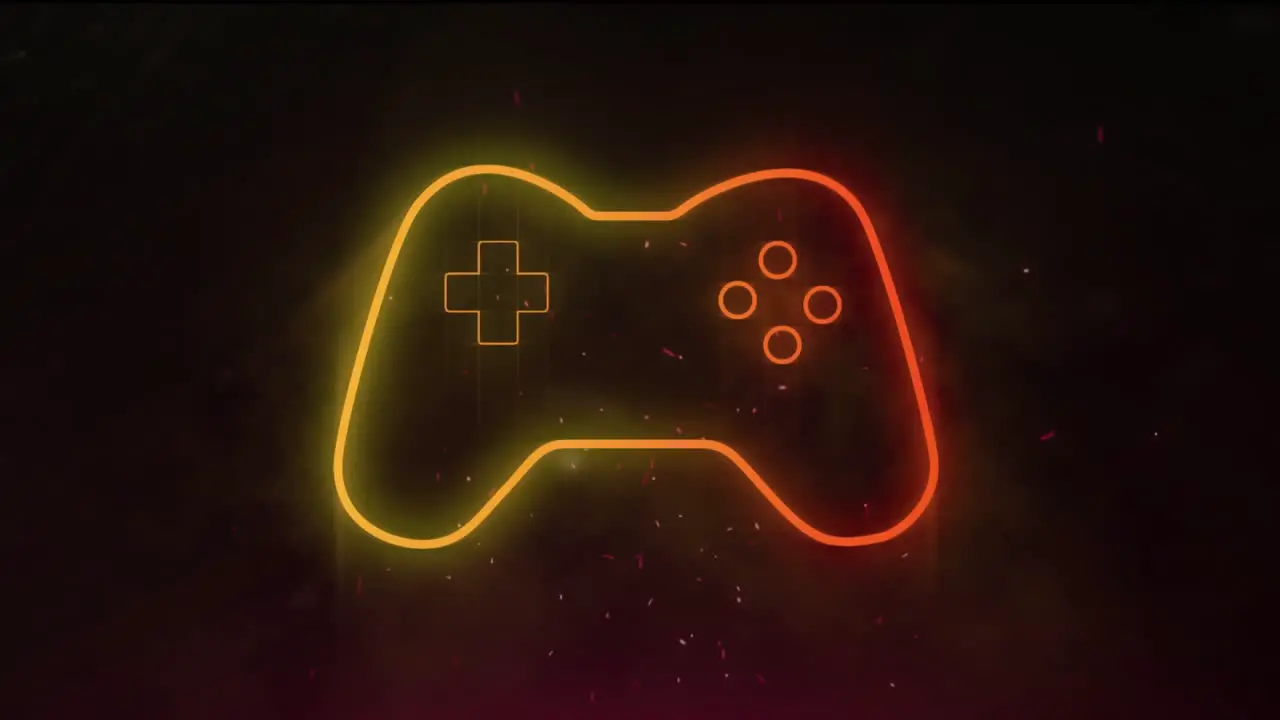 Animation of yellow neon gamepad on black background