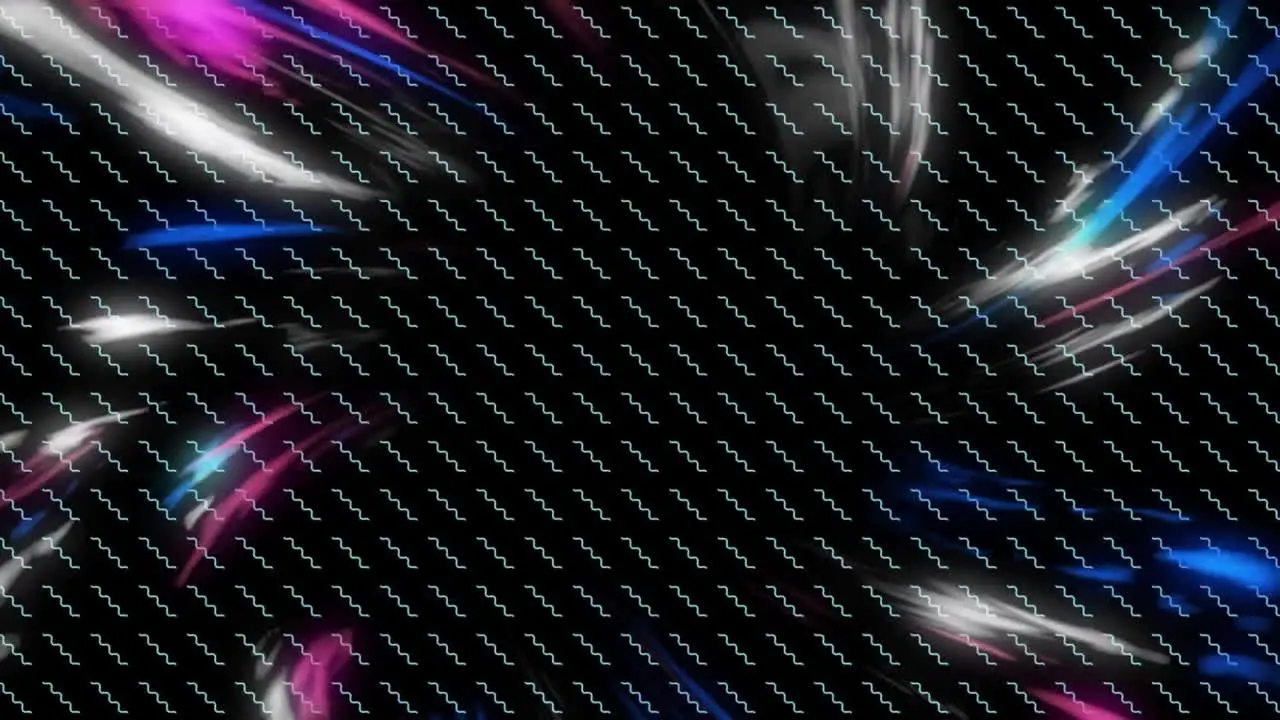 Animation of glowing light trails and pattern over black background