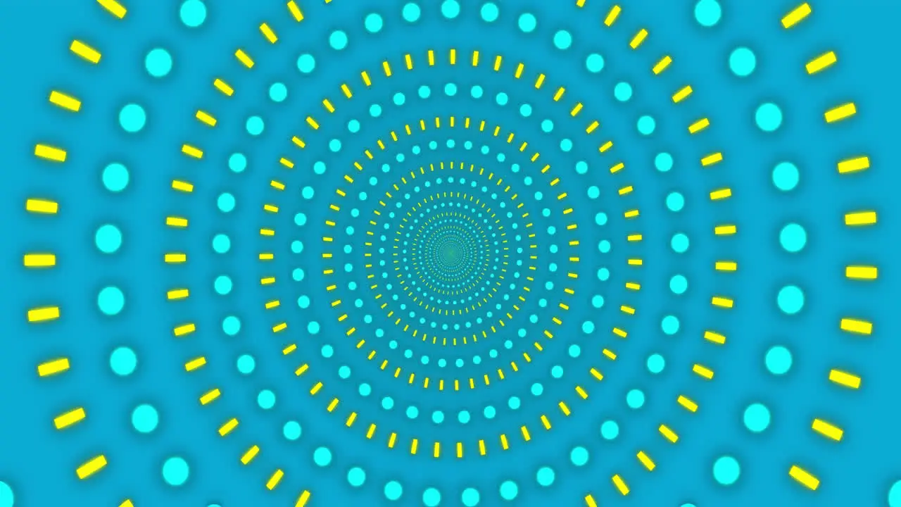 Animation of blue and yellow shapes on blue background