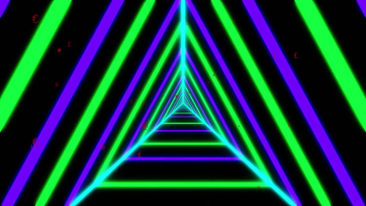 Animation of blue and green triangles on black background