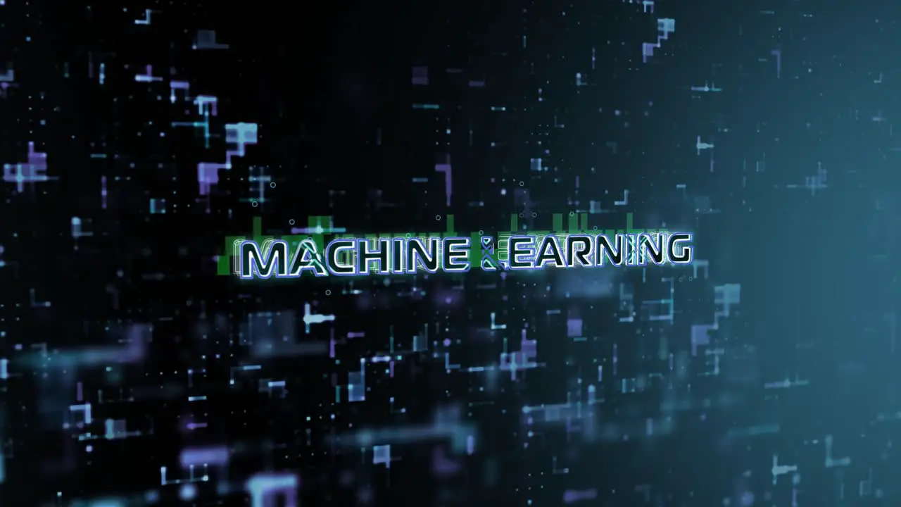 Machine Learning Concept Text Reveal Animation with Digital Abstract Technology Background 3D Rendering for AI Artificial intelligence Technology Motion Design 4k