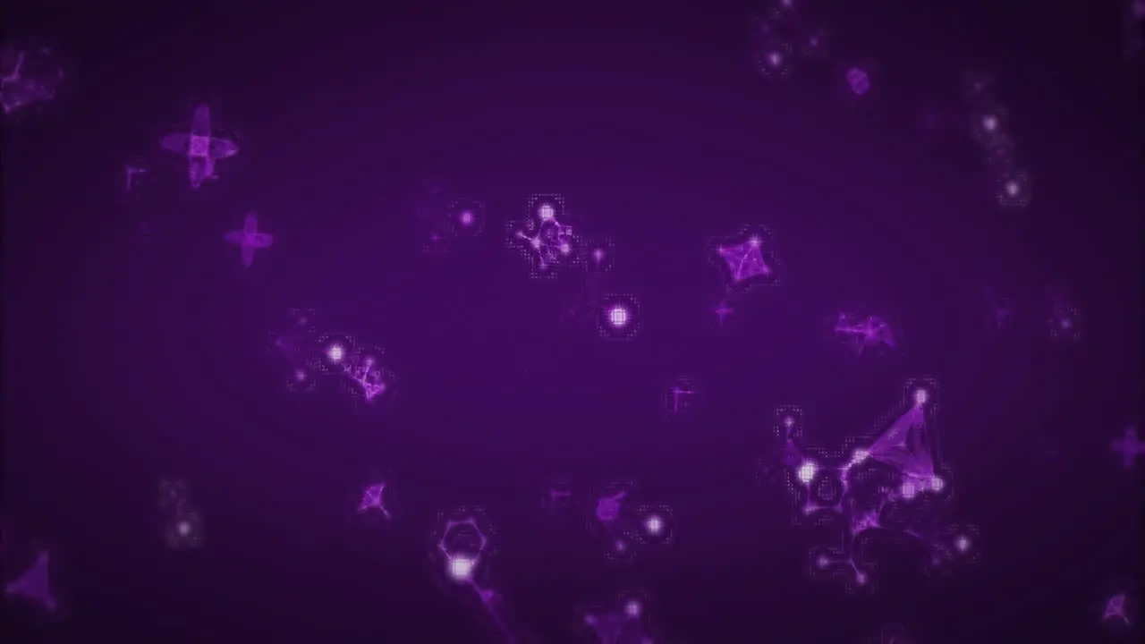 Animation of spots and molecules floating on black background