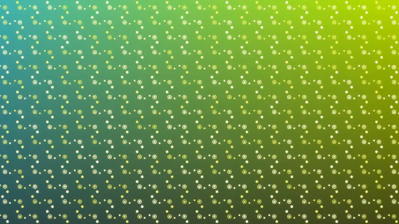 Animation of grid pattern of repeated white dots and circles moving on green background