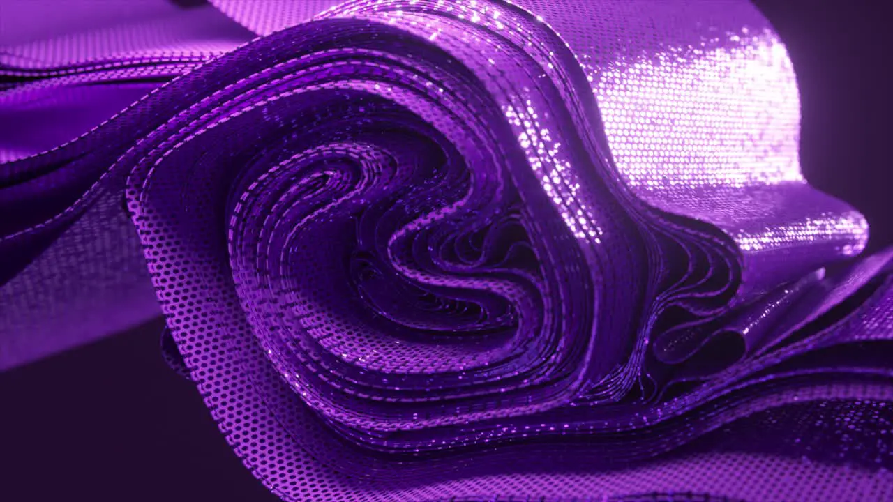 A Purple 3D Ribbon Twists with a Luminous Dot Pattern Creating a Hypnotic Visual 3D Animation