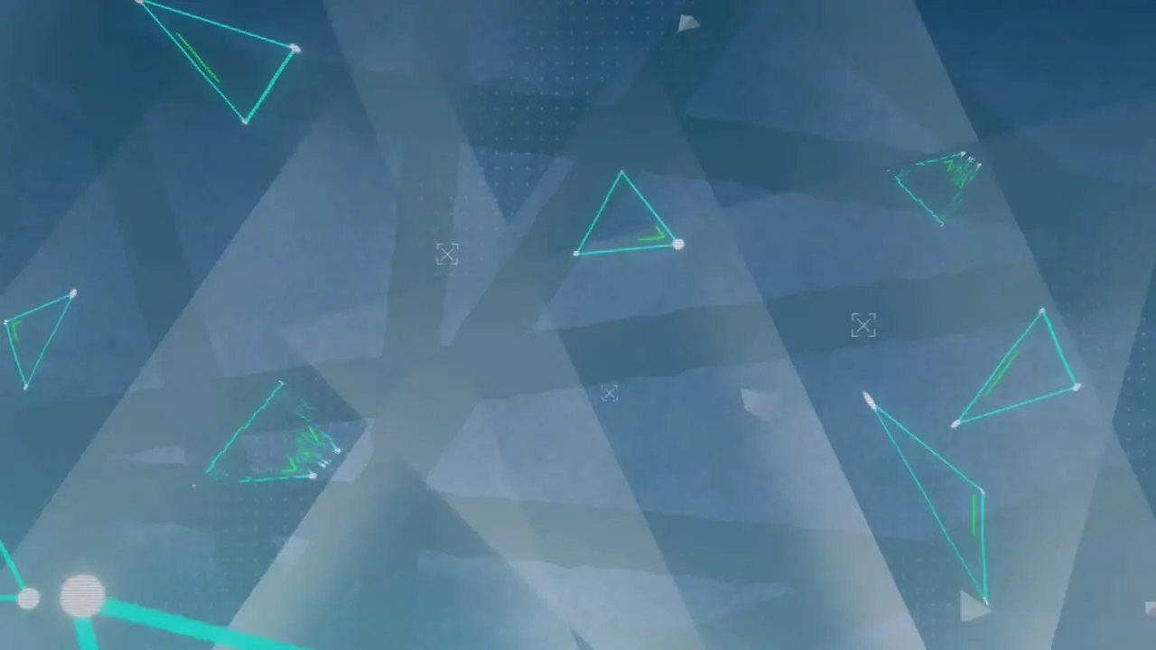 Animation of shapes and triangles on green background